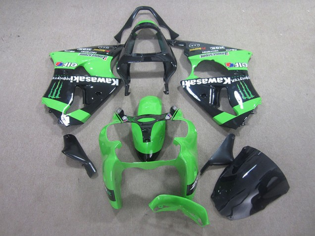 Noir Vert Monster Carénage Kawasaki ZX6R 2000-2002 Noir Vert Monster Carénage Kawasaki ZX6R 2000-2002