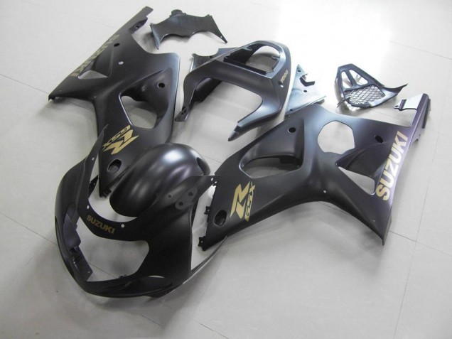 Tout Noir mat avec Décalque doré Carénage Suzuki GSXR 1000 K1 2000-2002 Tout Noir mat avec Décalque doré Carénage Suzuki GSXR 1000 K1 2000-2002