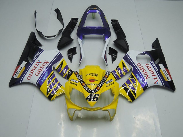 Jaune Blanc Nastro Azzurro Carénage Honda CBR 600 F4i 2001-2003 Jaune Blanc Nastro Azzurro Carénage Honda CBR 600 F4i 2001-2003