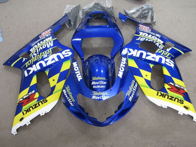 Bleu Jaune Telefumia Movistar Carénage Suzuki GSXR 600 K1 K2 K3 2001-2003 Bleu Jaune Telefumia Movistar Carénage Suzuki GSXR 600 K1 K2 K3 2001-2003