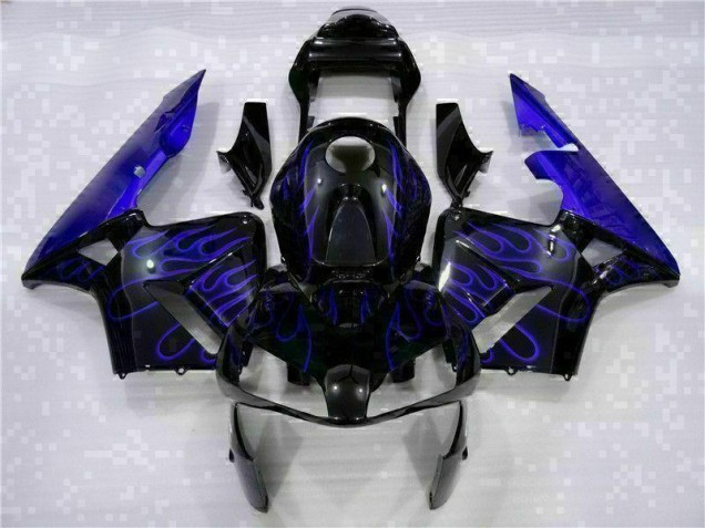 Noir avec Bleu Flamme Carénage Honda CBR 600 RR 2003-2004 Noir avec Bleu Flamme Carénage Honda CBR 600 RR 2003-2004