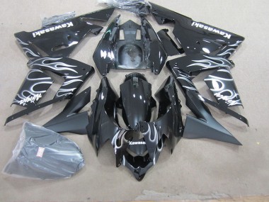 Noir avec Blanc Flamme Carénage Kawasaki ZX10R 2003-2005 Abordables