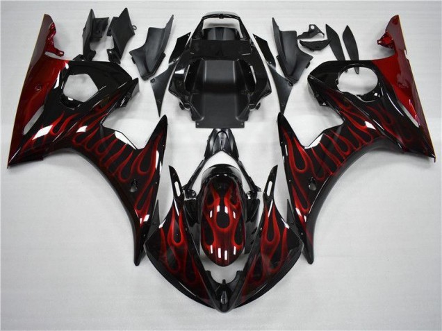Noir Rouge Flamme Carénage Yamaha R6 2003-2005 Noir Rouge Flamme Carénage Yamaha R6 2003-2005