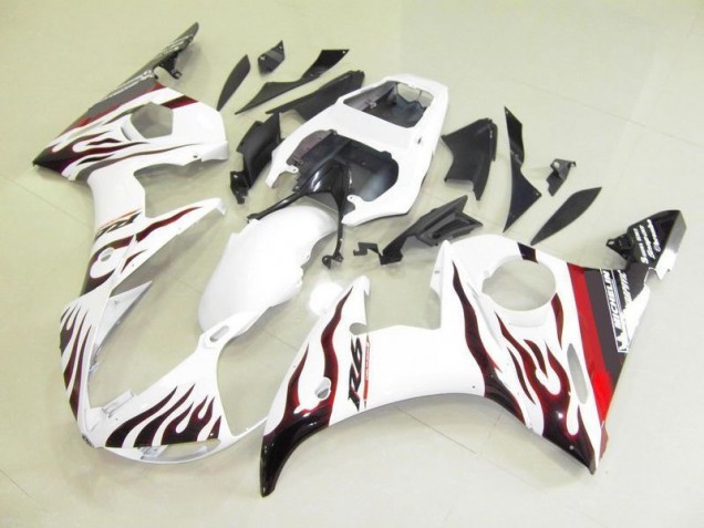 Blanc et Flamme Carénage Yamaha R6 2003-2005 Blanc et Flamme Carénage Yamaha R6 2003-2005