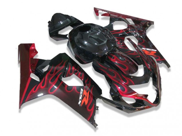 Noir Rouge Flamme Carénage Suzuki GSXR 600 / 750 K4 2004-2005 Noir Rouge Flamme Carénage Suzuki GSXR 600 / 750 K4 2004-2005