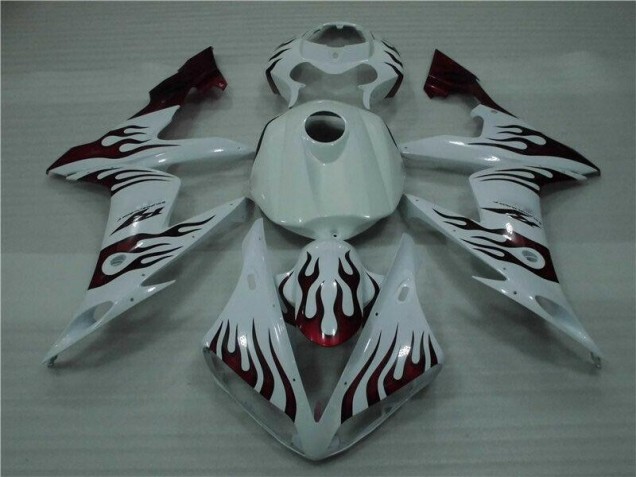 Blanc Rouge Flamme Carénage Yamaha R1 2004-2006 Blanc Rouge Flamme Carénage Yamaha R1 2004-2006