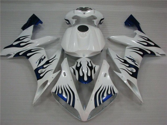 Blanc Bleu Flamme Carénage Yamaha R1 2004-2006 Blanc Bleu Flamme Carénage Yamaha R1 2004-2006