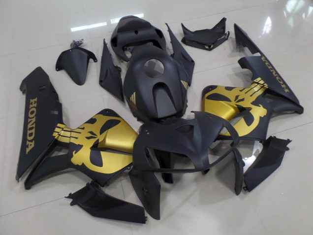 Noir Mat avec Or Crâne Carénage Honda CBR 600 RR 2005-2006