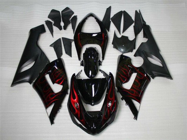 Rouge Noir Carénage Kawasaki ZX6R 2005-2006 Rouge Noir Carénage Kawasaki ZX6R 2005-2006