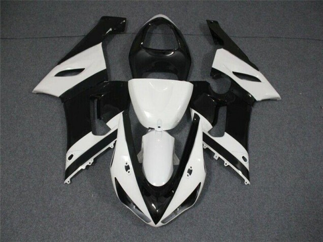 Noir Blanc Carénages Kawasaki ZX6R 2005-2006 Noir Blanc Carénages Kawasaki ZX6R 2005-2006