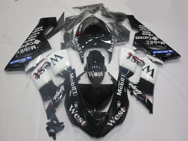 Blanc Noir Carénages Kawasaki ZX6R 2005-2006 Blanc Noir Carénages Kawasaki ZX6R 2005-2006