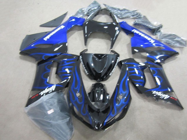Noir Bleu Flamme Ninja 636 Carénage Kawasaki ZX6R 2005-2006 Noir Bleu Flamme Ninja 636 Carénage Kawasaki ZX6R 2005-2006