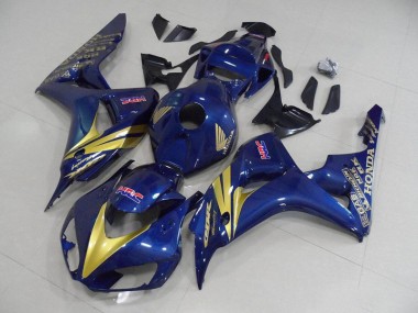 Bleu Foncé avec Or Bande Carénage Honda CBR 1000 RR 2006-2007 Abordables