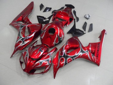 Rouge avec Noir Gris Flamme Carénage Honda CBR 1000 RR 2006-2007 Abordables