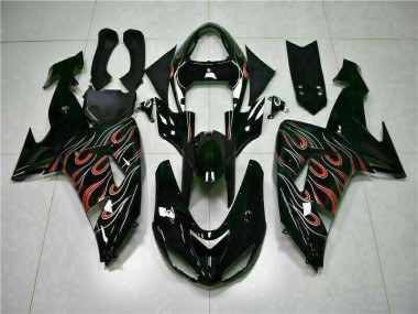 Noir Rouge Flamme Carénages Kawasaki ZX10R 2006-2007 Abordables