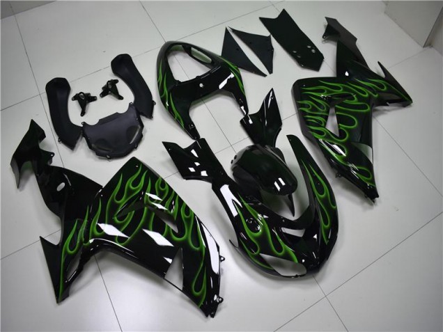 Noir Vert Flamme Carénage Kawasaki ZX10R 2006-2007 Noir Vert Flamme Carénage Kawasaki ZX10R 2006-2007