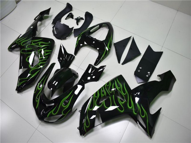 Noir Vert Flamme Carénage Kawasaki ZX10R 2006-2007 Noir Vert Flamme Carénage Kawasaki ZX10R 2006-2007