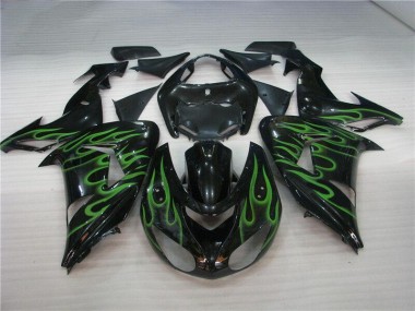 Noir Vert Flamme Carénage Kawasaki ZX10R 2006-2007 Abordables