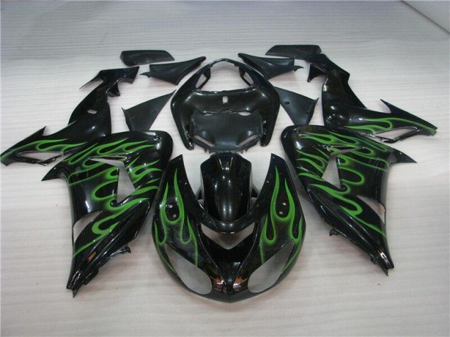 Noir Vert Flamme Carénage Kawasaki ZX10R 2006-2007 Noir Vert Flamme Carénage Kawasaki ZX10R 2006-2007