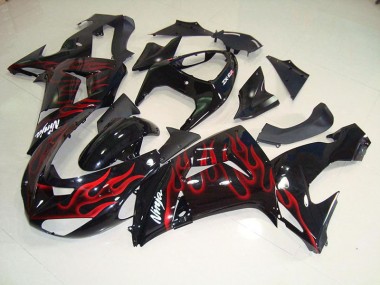 Noir Rouge Flamme Carénage Kawasaki ZX10R 2006-2007 Abordables