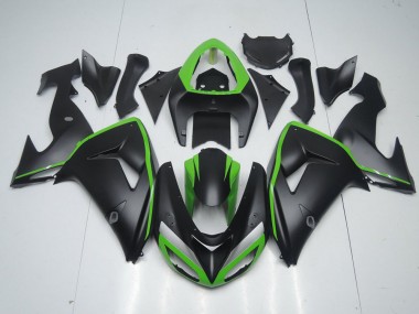 Noir Mat avec Ligne Verte Carénage Kawasaki ZX10R 2006-2007 Abordables