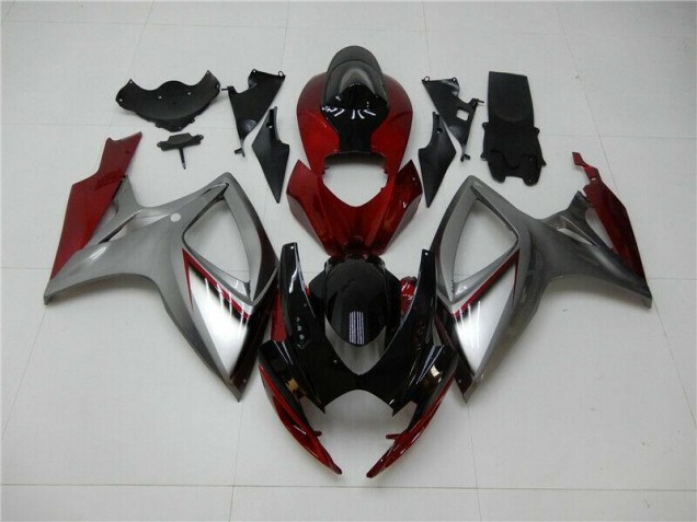 Rouge Argent Carénage Suzuki GSXR 600 / 750 K6 2006-2007 Rouge Argent Carénage Suzuki GSXR 600 / 750 K6 2006-2007