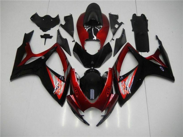 Rouge Noir Carénage Suzuki GSXR 600 / 750 K6 2006-2007 Rouge Noir Carénage Suzuki GSXR 600 / 750 K6 2006-2007