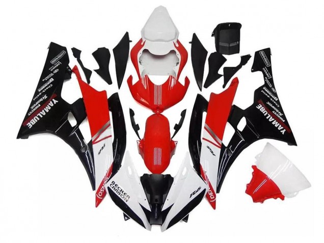 Blanc Rouge Noir Carénages Yamaha R6 2006-2007 Blanc Rouge Noir Carénages Yamaha R6 2006-2007