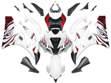 Blanc Rouge Flamme Carénage Yamaha R6 2006-2007 Abordables