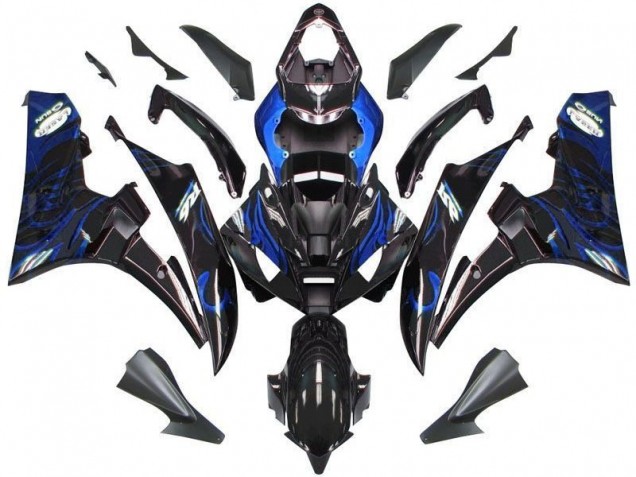 Noir Bleu Flamme Carénage Yamaha R6 2006-2007