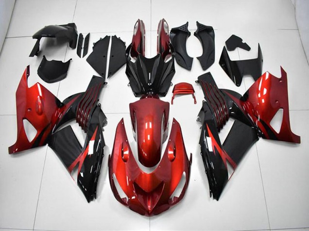 Rouge Noir Carénage Kawasaki ZX14R ZZR 1400 2006-2011