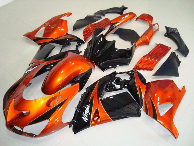 Orange Noir Carénage Kawasaki ZX14R ZZR 1400 2006-2011 Orange Noir Carénage Kawasaki ZX14R ZZR 1400 2006-2011
