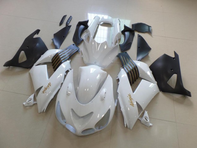 Blanc et Noir Mat Carénage Kawasaki ZX14R ZZR 1400 2006-2011