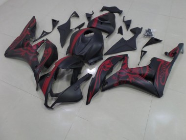 Noir Mat Rouge Crâne avec Bande Carénage Honda CBR 600 RR 2007-2008 Abordables