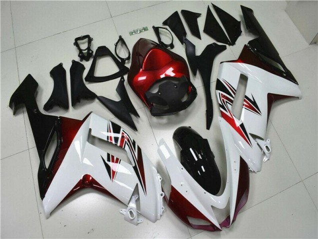 Blanc Noir Rouge Carénage Kawasaki ZX6R 2007-2008 Blanc Noir Rouge Carénage Kawasaki ZX6R 2007-2008