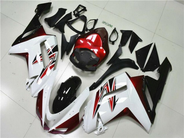 Blanc Noir Rouge Carénage Kawasaki ZX6R 2007-2008 Blanc Noir Rouge Carénage Kawasaki ZX6R 2007-2008