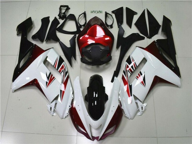 Blanc Noir Rouge Carénage Kawasaki ZX6R 2007-2008 Blanc Noir Rouge Carénage Kawasaki ZX6R 2007-2008