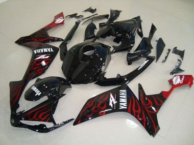 Noir Brillant Flamme Carénage Yamaha R1 2007-2008 Abordables