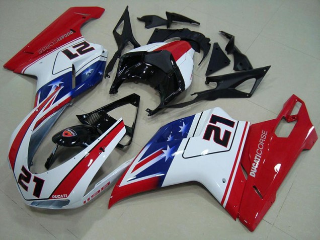 Noir Blanc Rouge 21 Carénage Ducati 848 1098 1198 2007-2014 Noir Blanc Rouge 21 Carénage Ducati 848 1098 1198 2007-2014