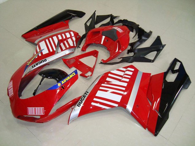Rouge Blanc Kit Carénages Complet Ducati 848 1098 1198 2007-2014 Rouge Blanc Kit Carénages Complet Ducati 848 1098 1198 2007-2014