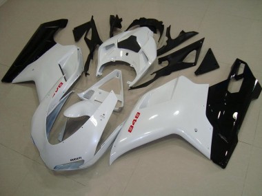 Blanc Nacré Noir Carénage Ducati 848 1098 1198 2007-2014 Abordables