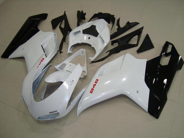 Blanc Nacré Noir Carénage Ducati 848 1098 1198 2007-2014