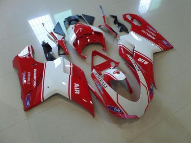 Rouge et Blanc Air Carénage Ducati 848 1098 1198 2007-2014 Abordables