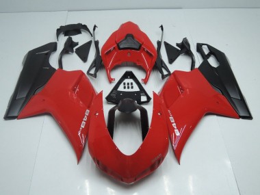 Style OEM Rouge avec Noir Mat Side Carénage Ducati 848 1098 1198 2007-2014 Abordables