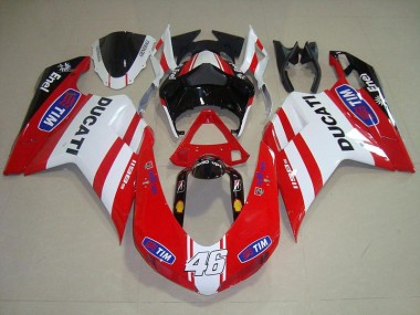 Rouge Blanc 46 Carénage Ducati 848 1098 1198 2007-2014 Abordables