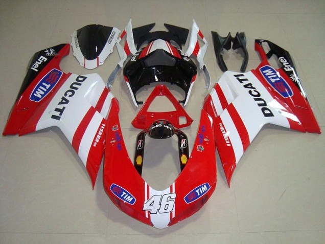 Rouge Blanc 46 Carénage Ducati 848 1098 1198 2007-2014 Rouge Blanc 46 Carénage Ducati 848 1098 1198 2007-2014