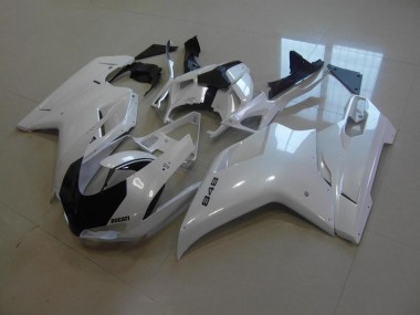 Blanc Nacré Noir Bande Carénage Ducati 848 1098 1198 2007-2014 Abordables