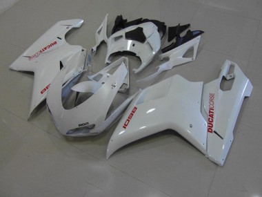 Blanc Nacré avec Rouge Décalque Carénage Ducati 848 1098 1198 2007-2014 Abordables