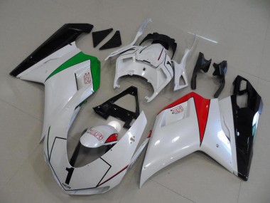 Blanc Nacré avec Italy Flag Carénage Ducati 848 1098 1198 2007-2014 Abordables