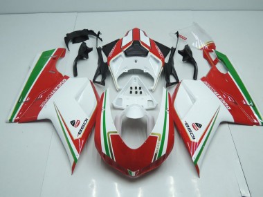 Blanc et Rouge avec Vert Bande Carénage Ducati 848 1098 1198 2007-2014 Abordables